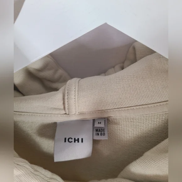 ICHI tan cropped hoodie Size medium women's - Picture 4 of 6